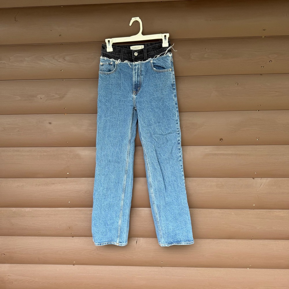 Abercrombie & Fitch The 90s Relaxed Jean 24/00 Blue Black Two Tone High Rise